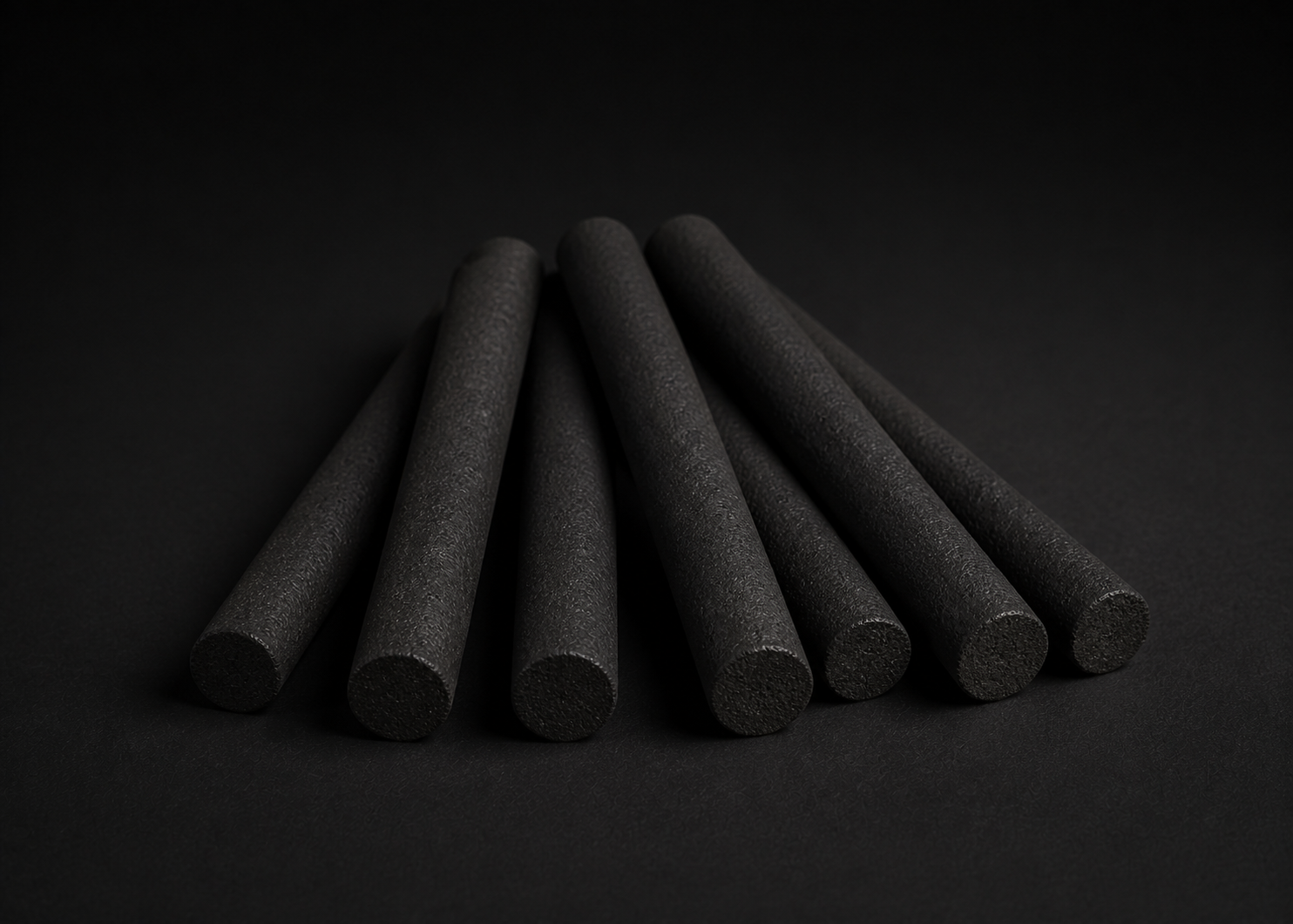 Illustrative long cylinder charcoal format listed as 150 by 18 millimetres